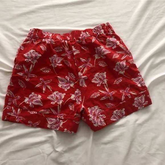 Joie High Rise Linen Red Tropical Floral Shorts sz 10 - Picture 5 of 6